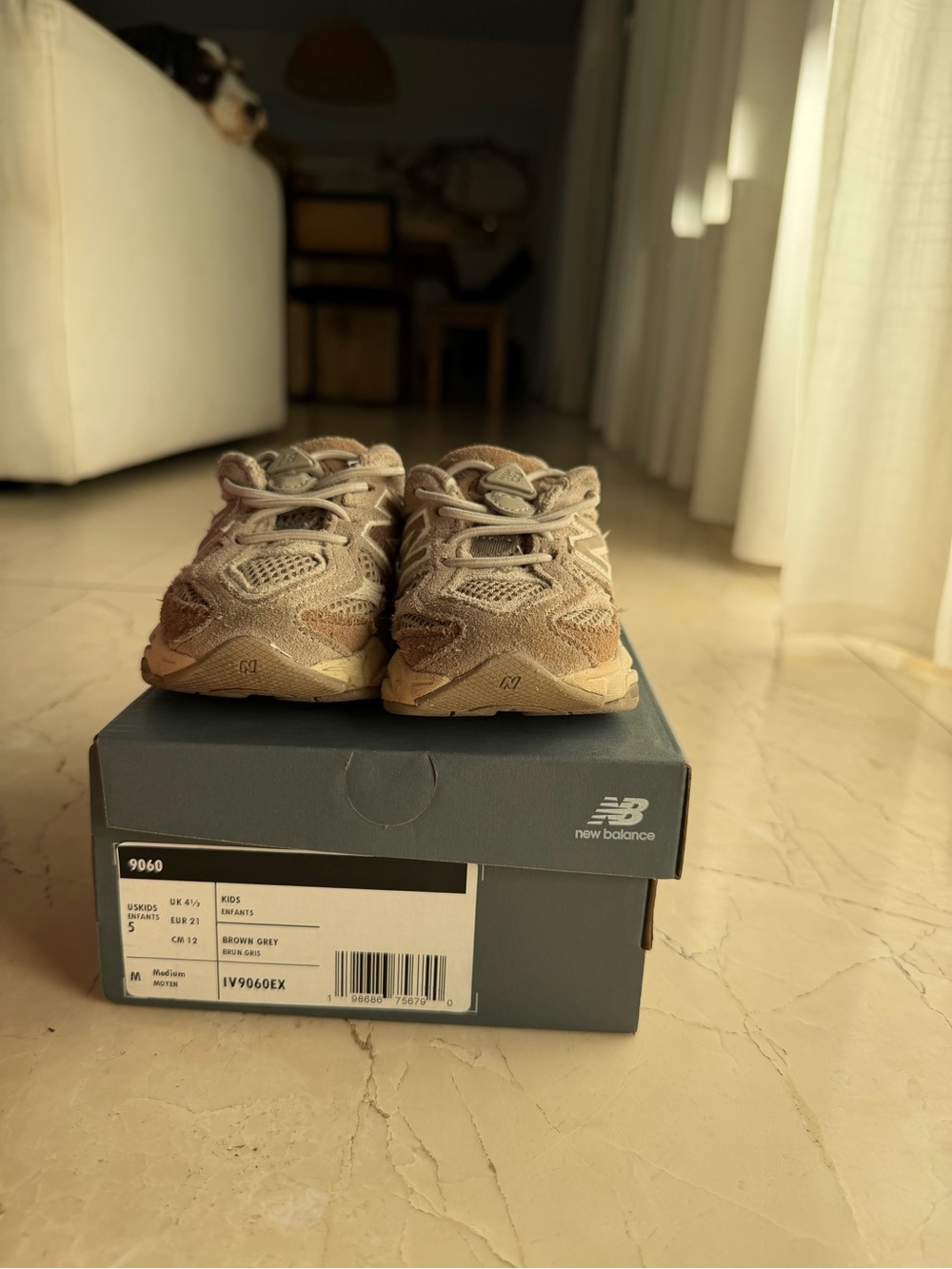 New Balance Kids 9060 Sneakers in Brown and Gray